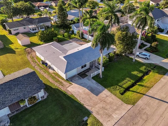 Aerial perspective of suburban area