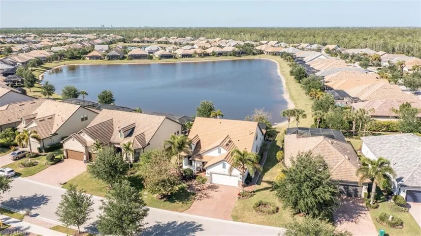 View of Lake home is the white 2 Story