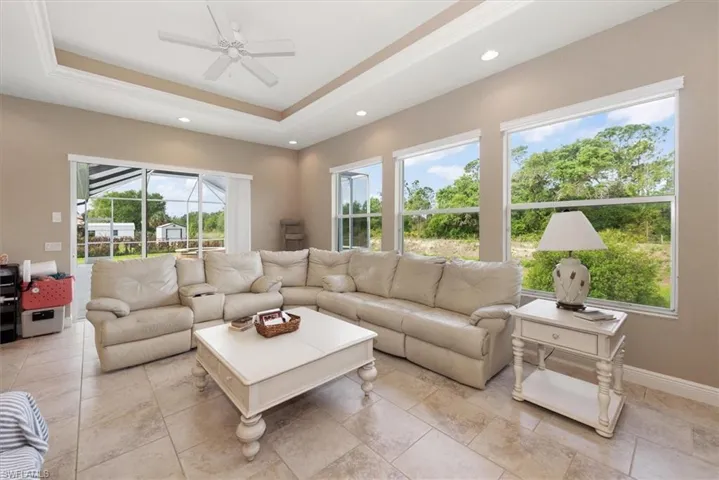 This view of the family room looks back toward the pool area.