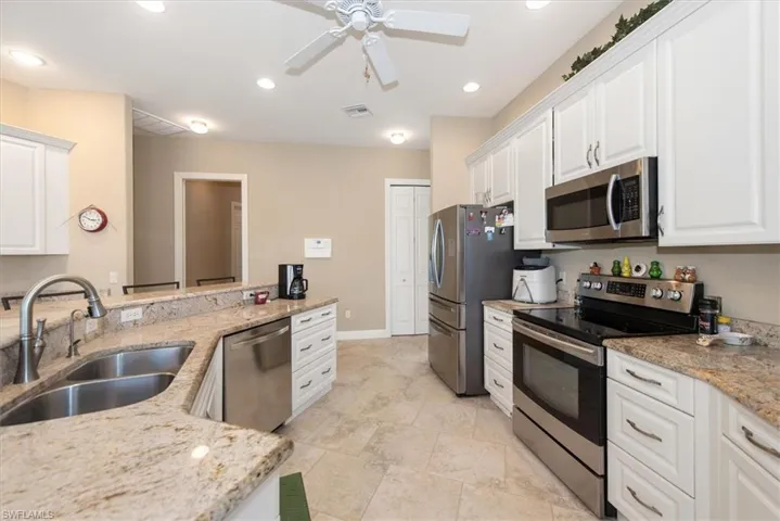 Kitchen view with newer upgraded SS appliances.