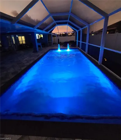 Night-time photo of pool lights