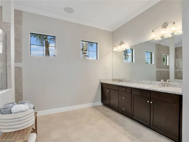 Dual closets with organizers in master bath