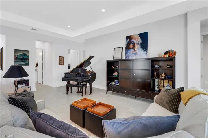 View of tiled living room