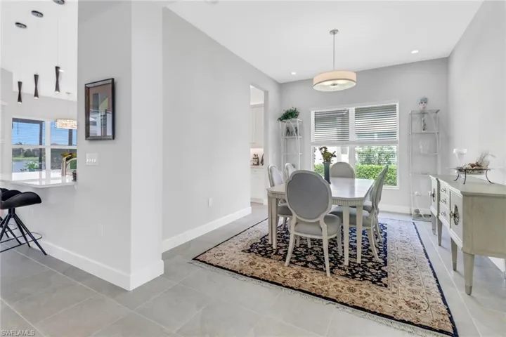 View of tiled dining room