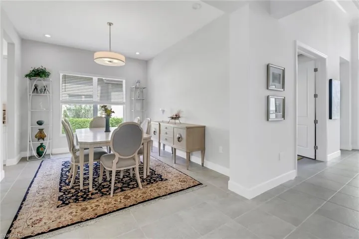 View of tiled dining space