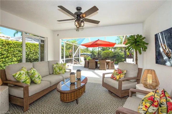 Screened covered patio  and extended lanai with picture frame no see um screen