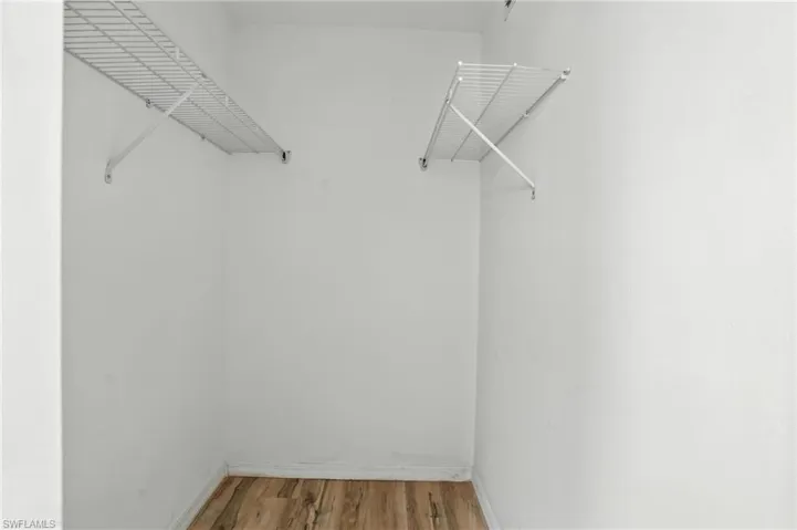 Spacious closet featuring light wood-style flooring