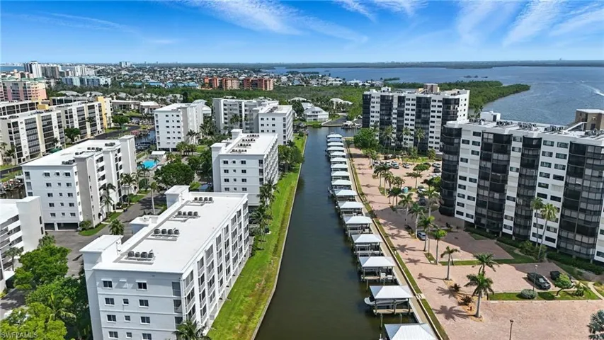 View of urban area with a large body of water