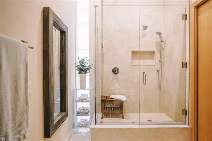Bathroom with an enclosed shower