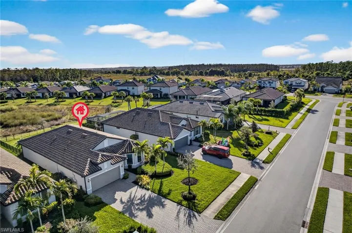 Aerial view of residential area