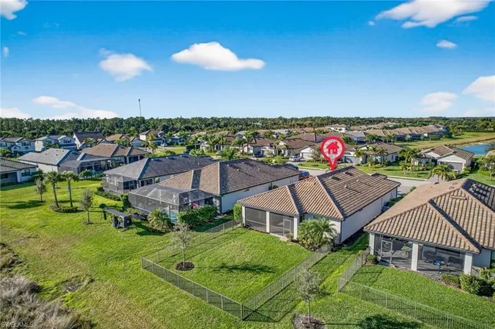 Aerial perspective of suburban area
