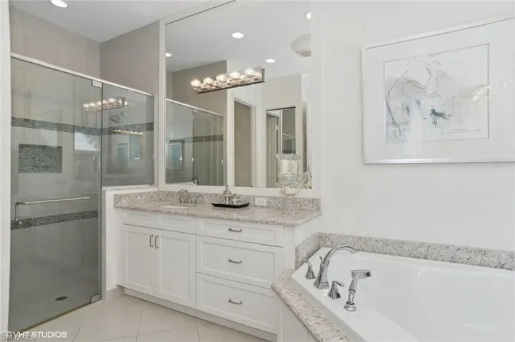 Soaking tub and separate shower