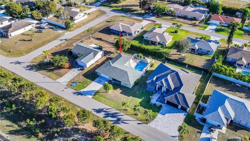 Aerial view of residential area