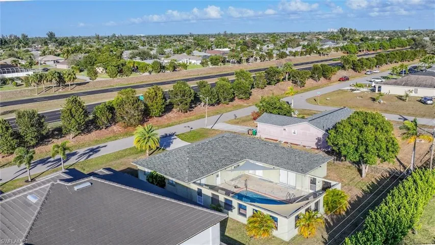 Aerial perspective of suburban area