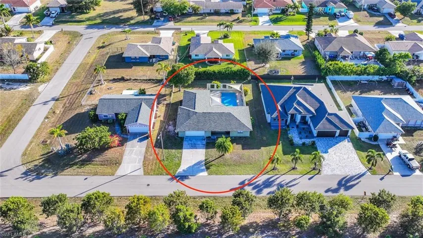 Aerial perspective of suburban area