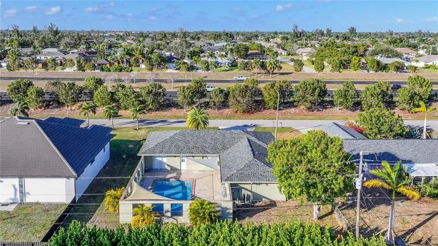 Aerial perspective of suburban area