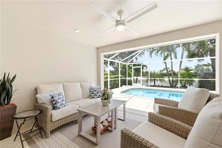 Covered outdoor space and Pool deck