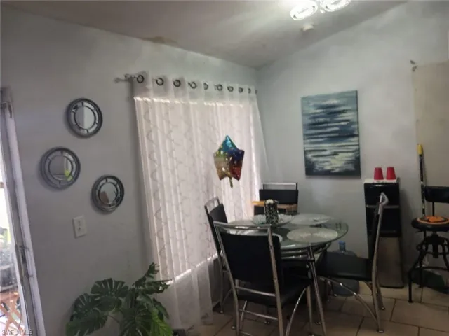 View of tiled dining space