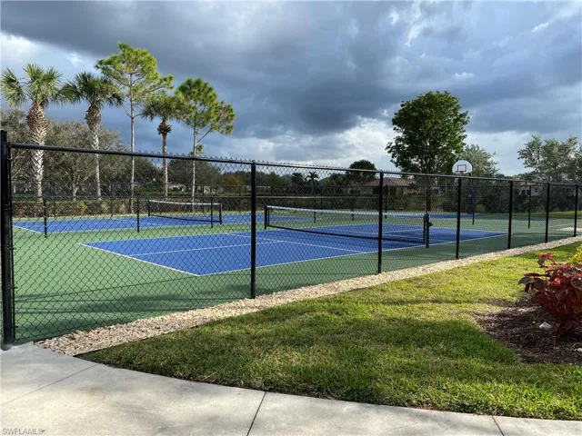 View of pickleball courts
