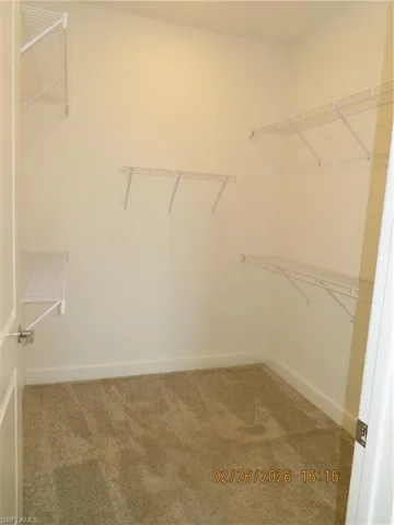 Walk in closet with carpet