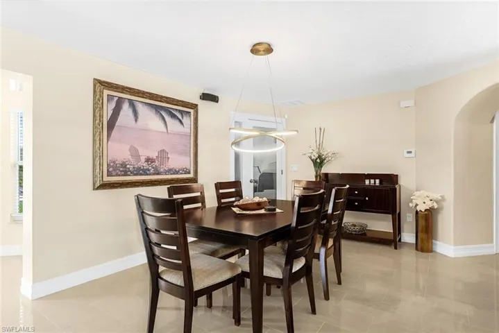 View of tiled dining area
