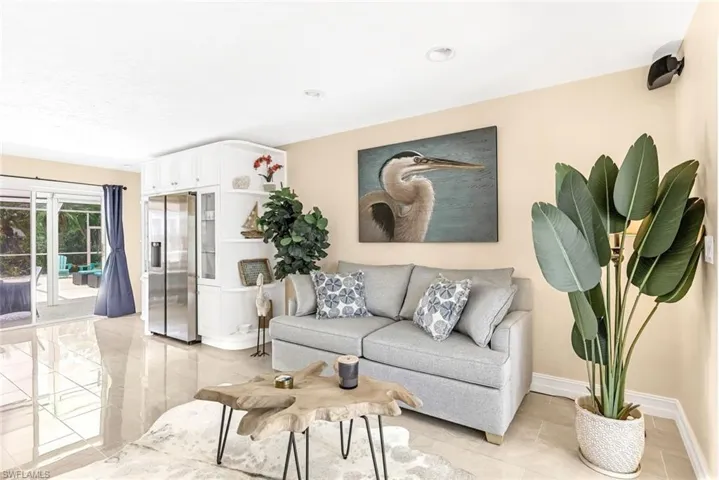 View of tiled living room