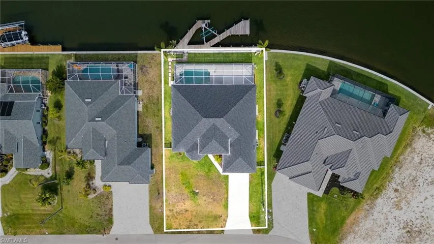 Aerial view of property's location with property parcel outlined