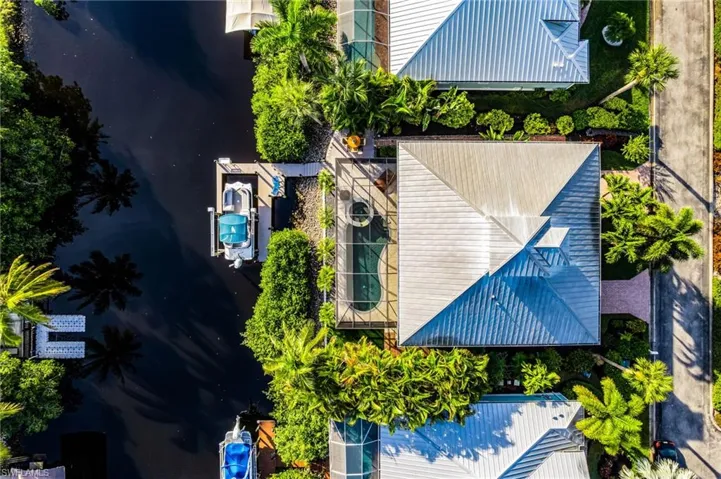 Aerial view of the home on the Imperial River canal