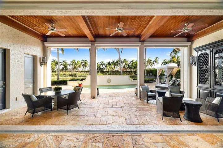 View of patio / terrace featuring ceiling fan and outdoor dining area