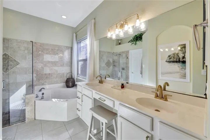Master bath with soaking tub and shower