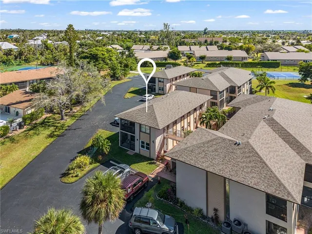 Aerial perspective of suburban area