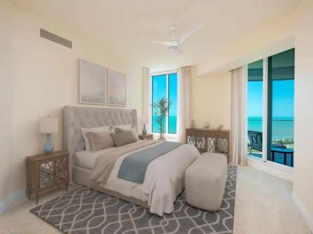 Virtually staged master bedroom with Gulf views in every direction