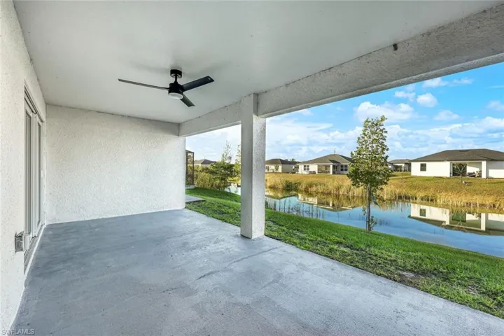 large lanai with wide water views