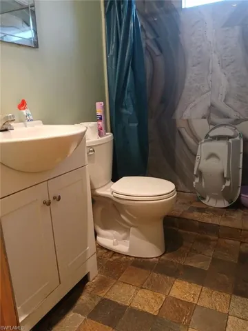 Bathroom with vanity and toilet