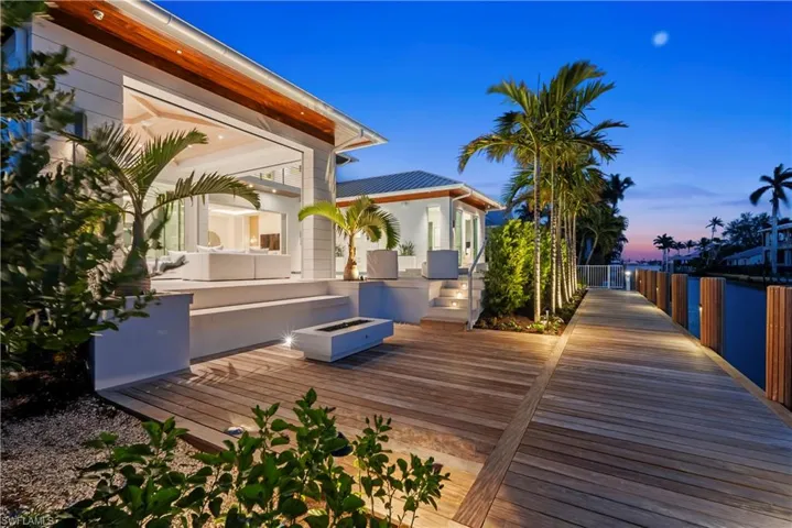 View of deck at dusk