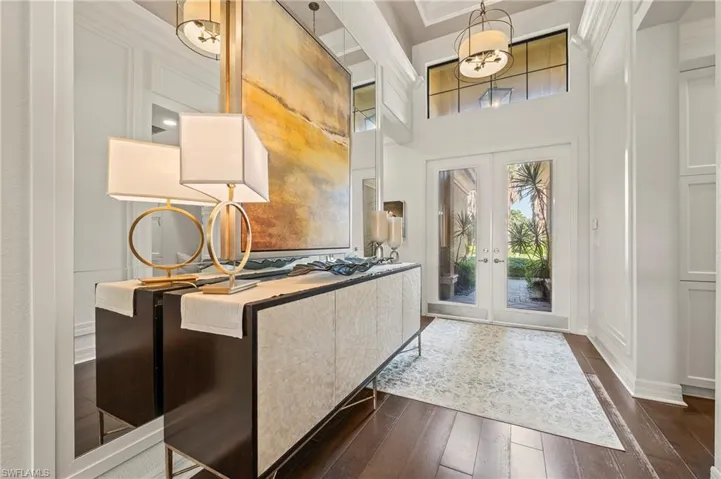 4056 Nova Ln. Naples FL 34119 - Foyer with double glass entry doors and coffered ceiling