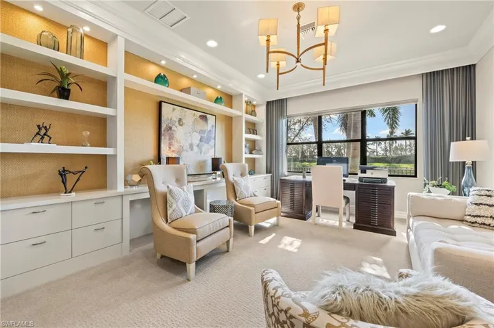 4056 Nova Ln. Naples FL 34119 - Den/Study with beautiful lake view and custom built ins.