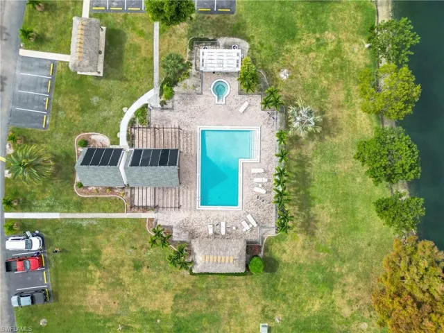 Aerial view of a pool area