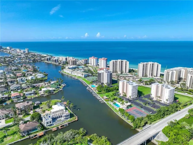 Aerial view of a large body of water