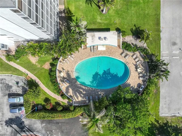 Aerial view of a pool area