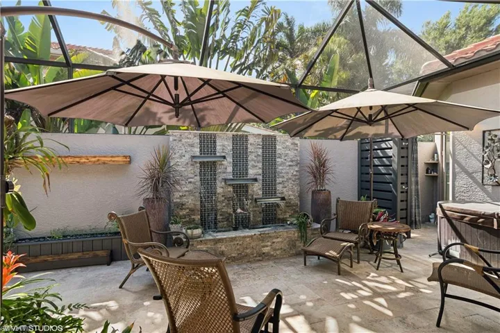 View of terrace featuring a lanai