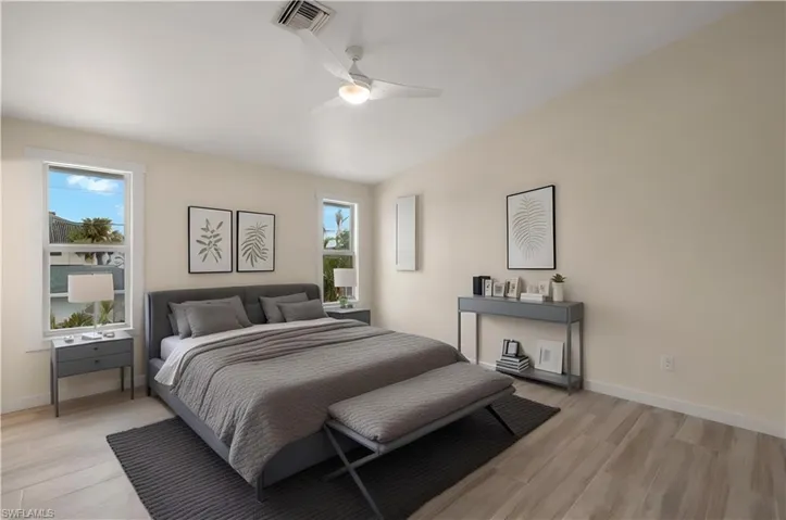 VIRTUALLY STAGED Bedroom with ample natural light - Virtually Edited Image
