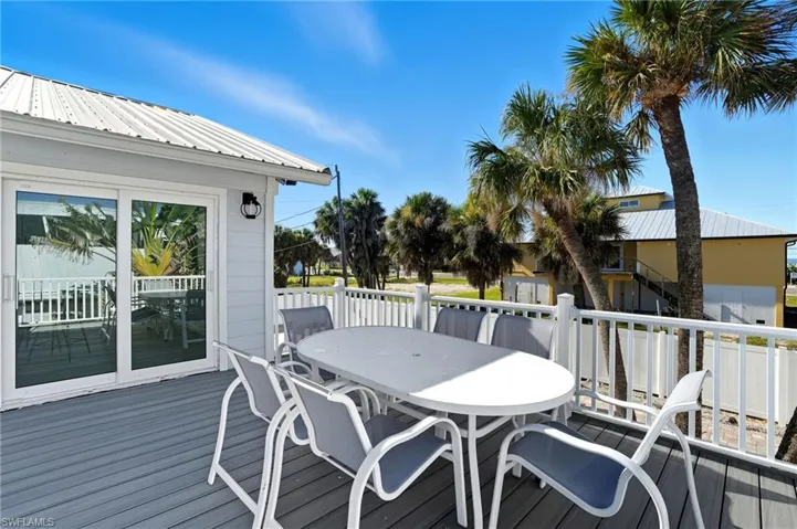 Deck featuring outdoor dining area - Virtually Edited Image