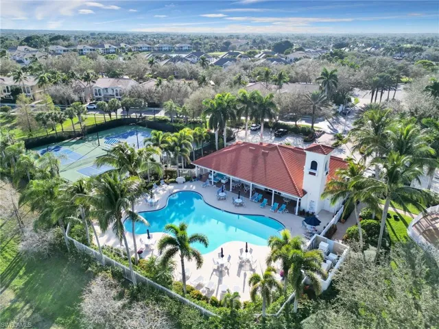 Community pool with a patio area