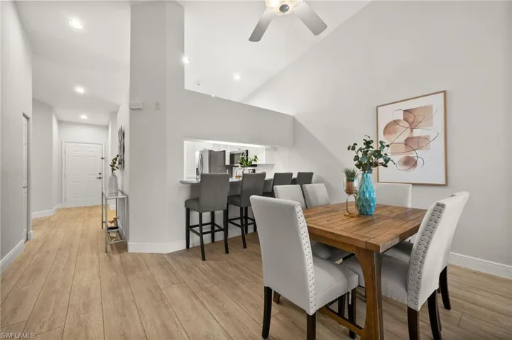 Perfect for entertaining, the dining area is open to the breakfast bar & kitchen.