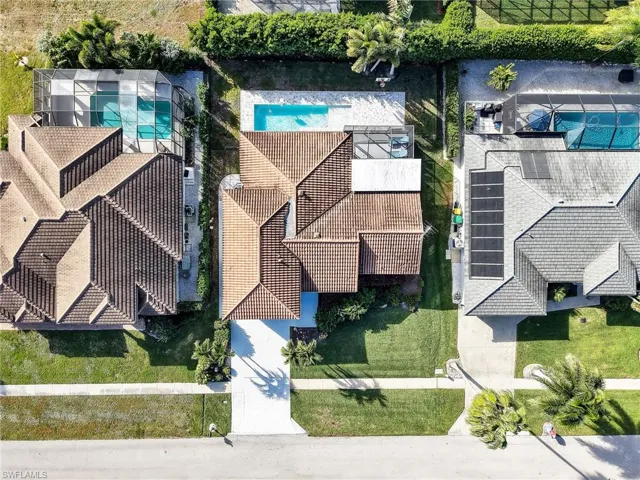 Aerial view of a pool area