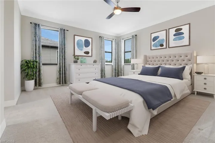 virtually staged main bedroom