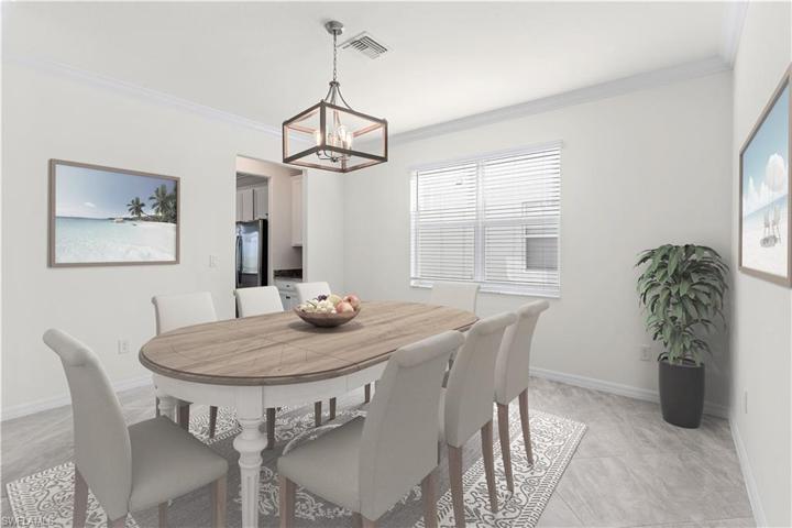 Staged-dining room offers extra seating for hosting holidays with friends and family