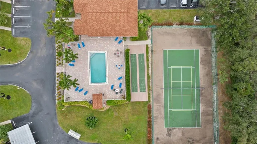 Aerial view of a pool area