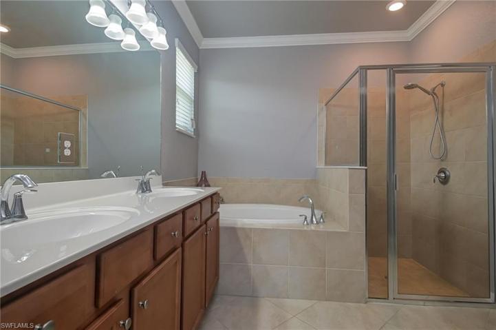 Primary bath with tub and shower, double vanity and sep toilet closet